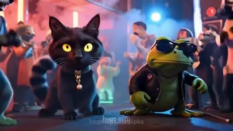 Evil Kitty and Mr. Grumpy frog go to a trance concert :) by mrslipka