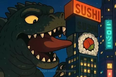 Kaiju Sushi :Tokyo Bite-Sized Skyscraper by aussieboomer