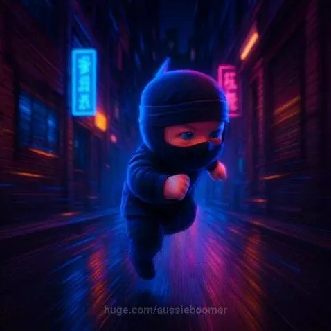 Neon Ninja Baby in Training 1 - it begins by aussieboomer