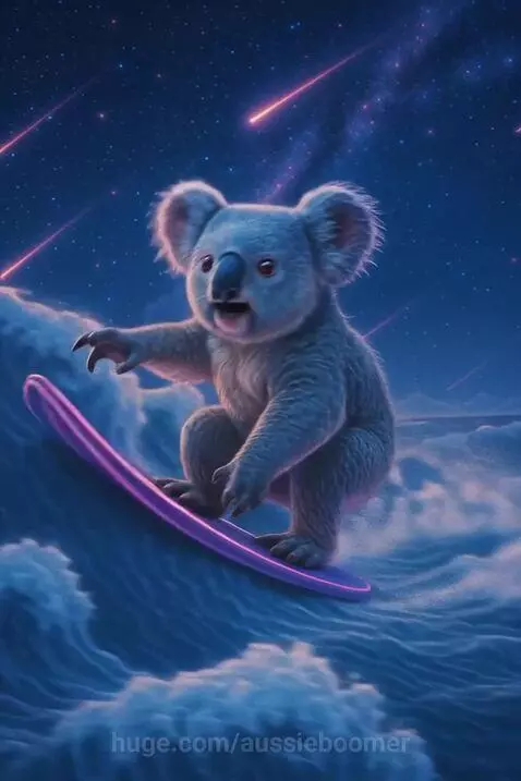 Cosmic Koala Cloud Surfer by aussieboomer