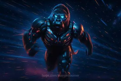 Cyberpunk Gorilla of the Cosmos by aussieboomer
