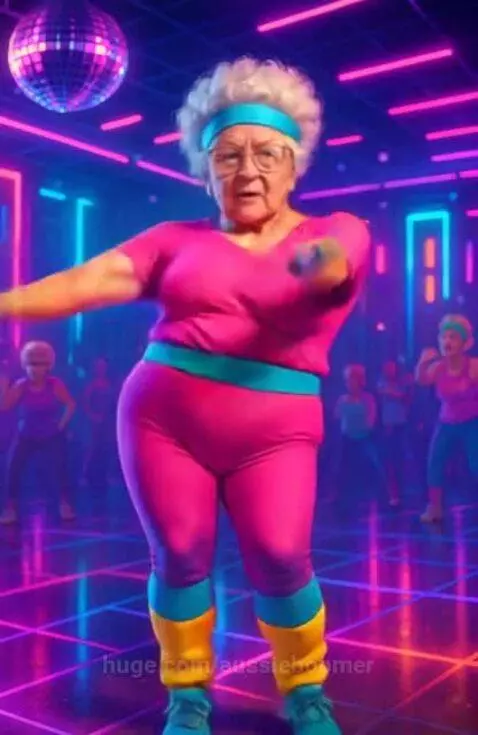 Glow Granny: Neon Aerobics Queen by aussieboomer