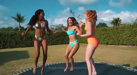 3 ladies jumping on a trampoline - Having fun by aussieboomer