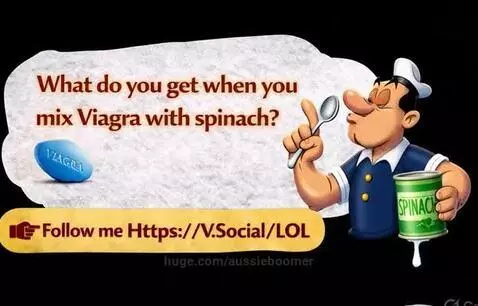 Cartoon Popeye character holding spinach and spoon, smiling with a speech bubble.