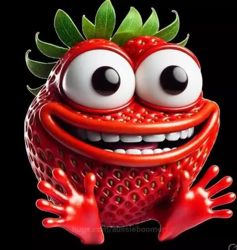 Animated strawberry character with big eyes and a smile, representing a fun first date experience.