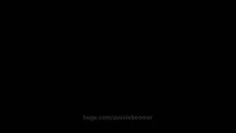 Black screen with text 'huge.com/aussieboomer' at the bottom, representing the song 'Break the Static'.