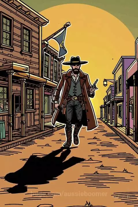 Showdown at sunrise - Test cartoon style one by aussieboomer