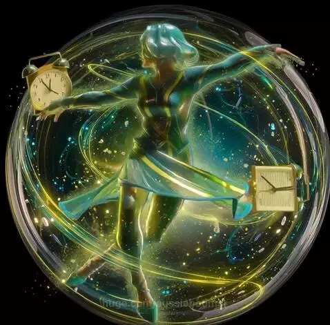 Lady dancing in a sphere of liquid light by aussieboomer