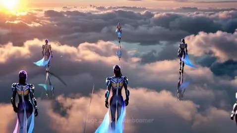 A futuristic fashion runway floating above the clouds by aussieboomer