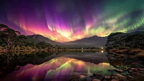 Tasmania featuring the Aurora Australis (Southern Lights), s... by aussieboomer