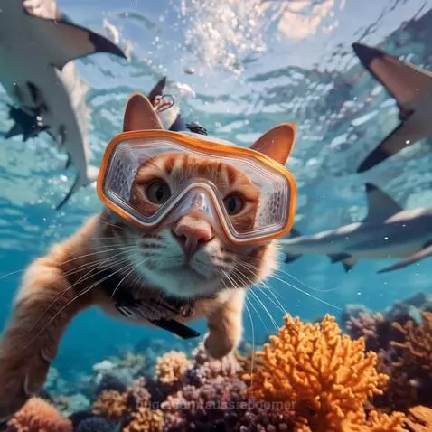 A cat's tail : "Snorkeling with great whites , because flirt... by aussieboomer