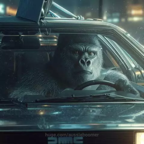 "Who needs evolution when you’ve got a DeLorean?" Gorilla te... by aussieboomer