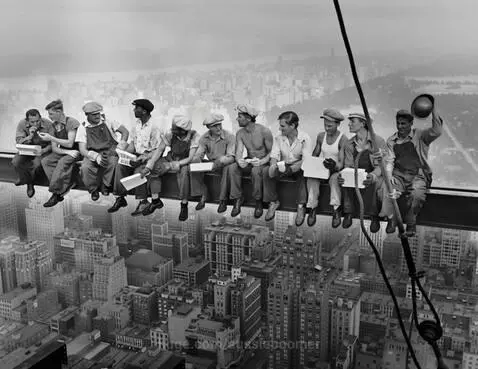 "Lunch atop a Sky"  above the ground during the construction... by aussieboomer