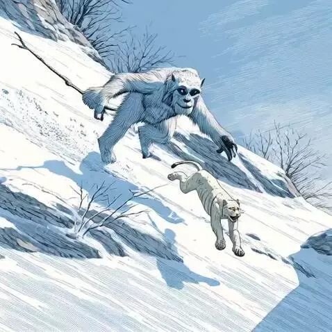 Yeti and snow leopard : playing on the mountain by aussieboomer