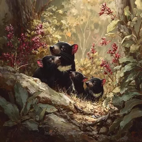 Spring time  - Tasmanian Devil family by aussieboomer