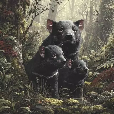 Tasmanian Devil family in the forest of North West Coast by aussieboomer