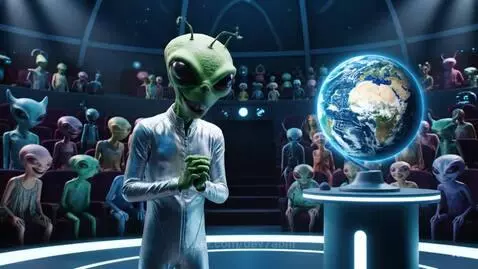 You are an alien roasting Earth in a stand-up comedy show on... by dev7abhi