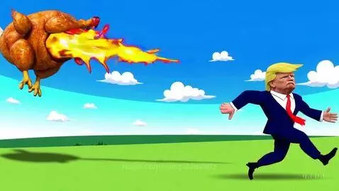 Trump running away from chicken. GONE WRONG! by megablastoiz