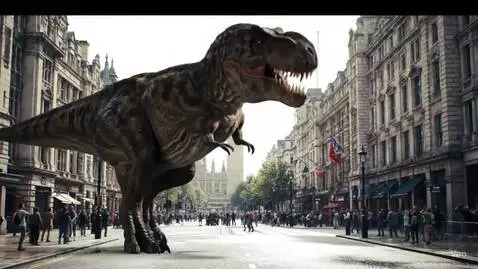 A t-rex Marching through the streets of london. GONE WRONG! by megablastoiz