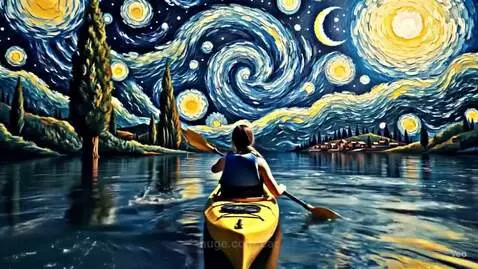 Boating through #The Starry Night by car