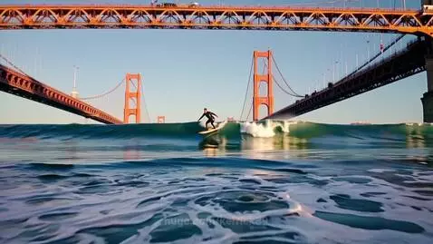 Surfer under the Golden Gate by kerrick89