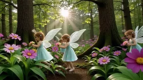 Tiny fairies playing in the forest by kerrick89