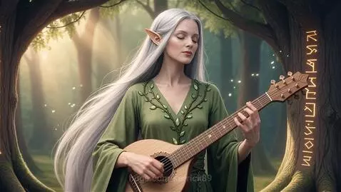 Elven bard playing lute by kerrick89