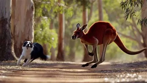 Kangaroo playing with a dog by kerrick89