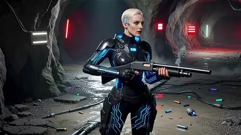 Cyberpunk mercenary in cave by kerrick89