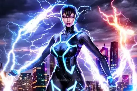 Superheroine in futuristic city by kerrick89