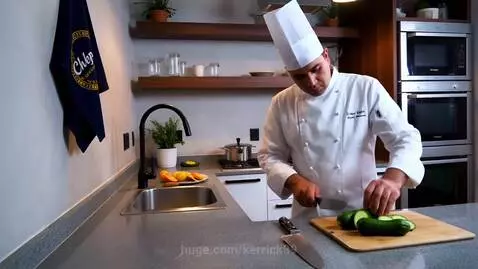 The chef is slicing a cucumber by kerrick89