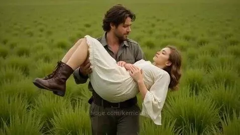 Man carrying sleeping woman in grass field by kerrick89