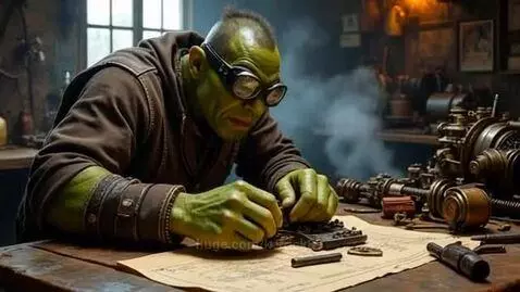 Orc-engineer in workshop by kerrick89