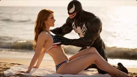 Mj (nsfw) beach day with venom! by venom