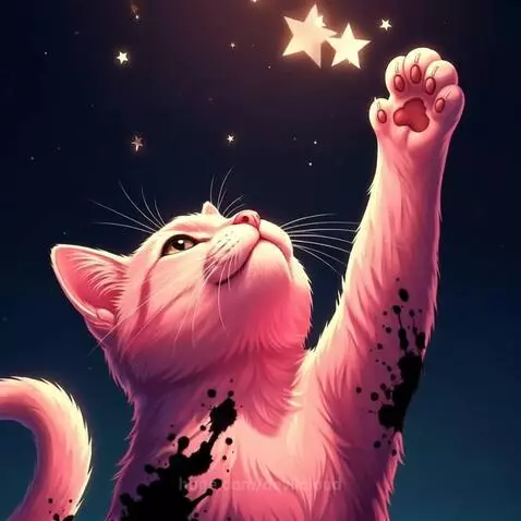 Reach For The Stars! Cute Cat Short by devilcloud