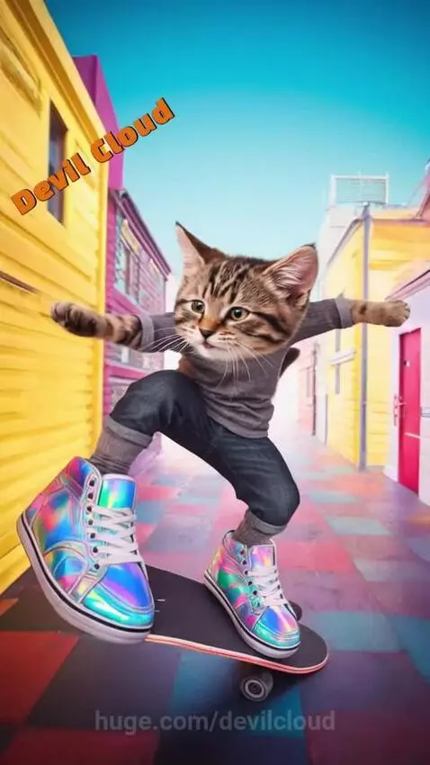 Skater Cat Rides To 'Cubana Bounca' by Devil Cloud by devilcloud