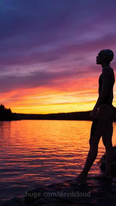 Sunset Swim Relaxation On a Beautiful Lake During Sunset | R... by devilcloud