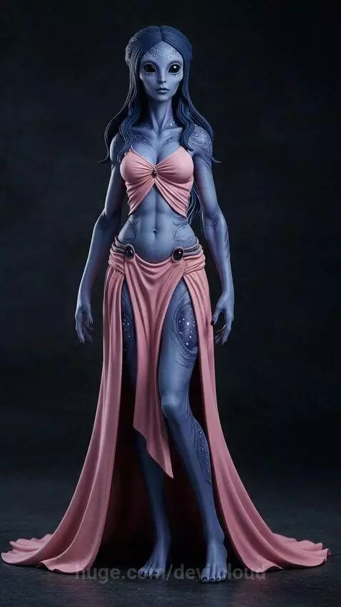 Purple Alien Pink Couture Fashion Model by devilcloud