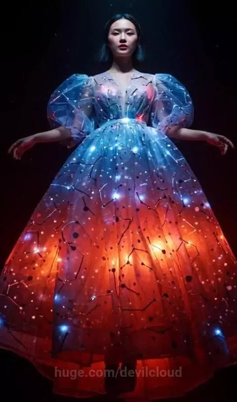 Female Wearing Constellations Dress Floating Fashion by devilcloud