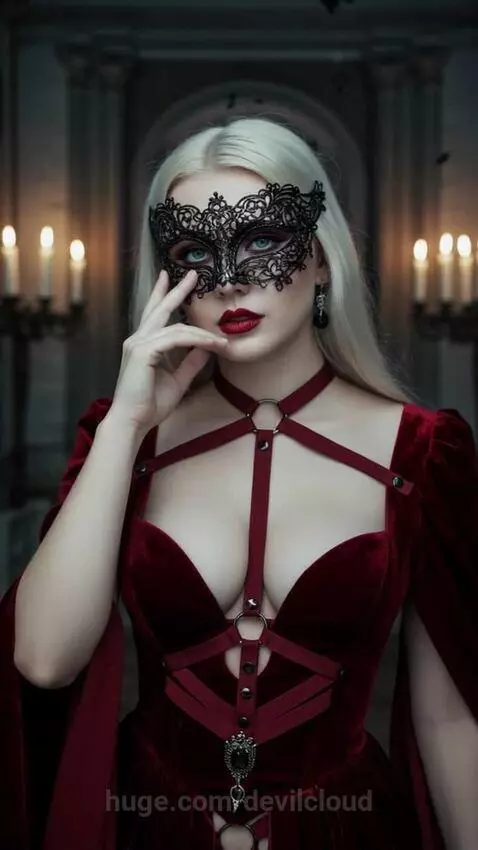 Red Masquerade Female Fashion Model by devilcloud