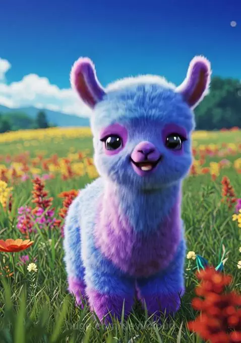 Cute Blue Purple Llama Friend Says Hello And Dances by devilcloud