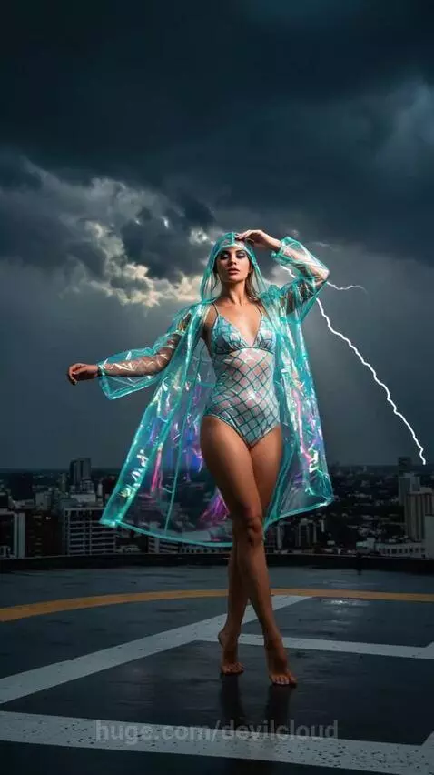 Lightning Storm Fashion With A Brave Model by devilcloud