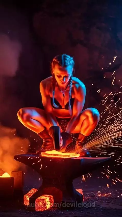 The Forge Apprentice Works On Armor Plate by devilcloud