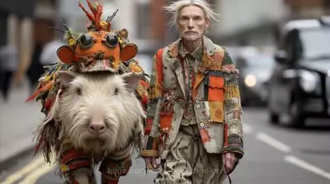 AI People with Their  Strange Pets - Made using Midjourney a... by kelly-boesch-ai-art
