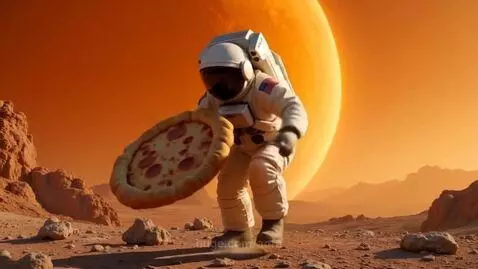 Cosmonaut Spinning Pizza Pie by aofa