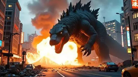 Godzilla destroying tokyo by coconut