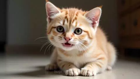 Cute cat smiles at camera by coconut