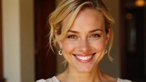 Pretty blonde woman smiling by theasasin
