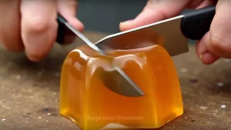 Satisfying knife cutting jelly video by theasasin