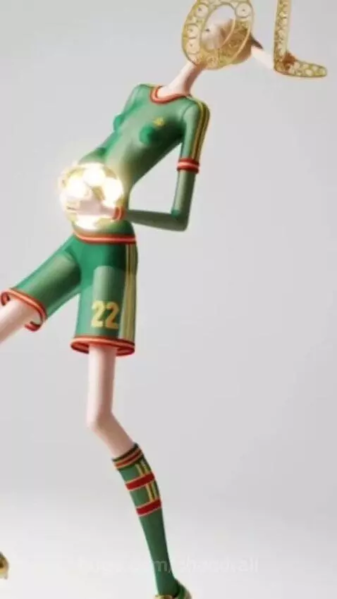 Stylized female figures in soccer uniforms with 'O' shaped heads holding soccer balls, with 'World Cup 2026' text overlay.